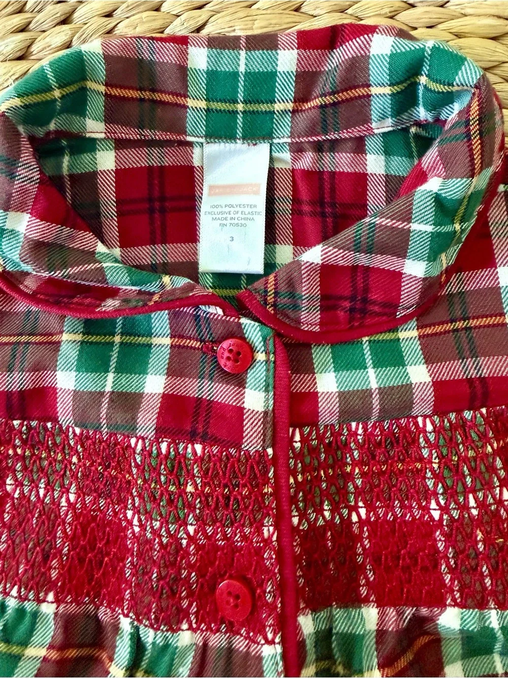 Janie and Jack Christmas Smocked Pajamas Sz 3 EUC